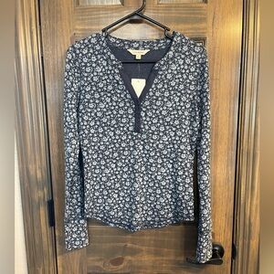 NWT Lucky Brand Floral Navy Long Sleeve Top